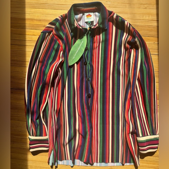 FARM Rio Multicolor Pipa Stripes Pleated Shirt - Picture 2 of 4